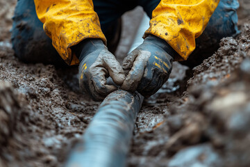 A plumber searches for a leak in a water pipe system.