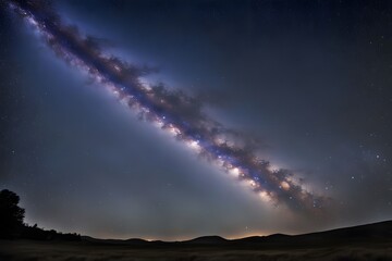 Milky way stretching across a clear night sky with vibrant stars scattered, AI Generated