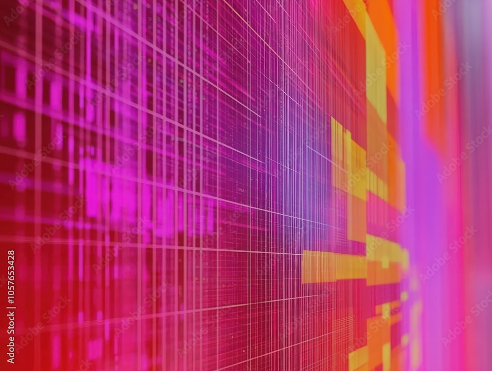 Poster vibrant digital patterns an abstract exploration of color and light dynamics