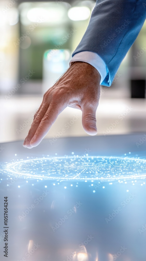 Aufkleber harnessing the power of technology a hand engaging with interactive digital interfaces