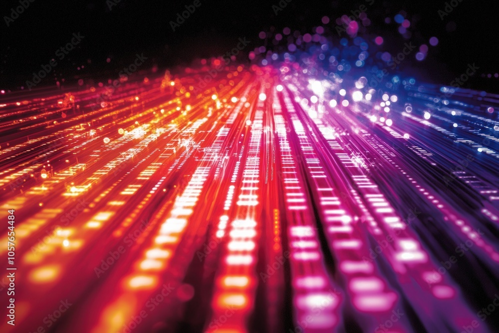 Poster dynamic light trails exploring the intersection of technology and artistry in vivid colors