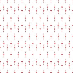 Fototapeta premium Seamless pattern with watercolor vertical segments of a necklace with heart-shaped and round beads on the white background. Perfect for fabric, textile, wallpaper, design paper