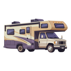 Naklejka premium Class-A Motorhome: A spacious and stylish class-A motorhome isolated on transparent background, cut out, png, perfect for exploring the open road in comfort and style