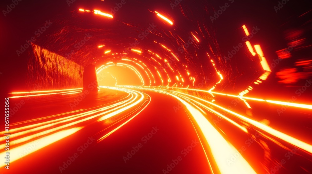 Aufkleber dynamic light trails in a vibrant tunnel scene