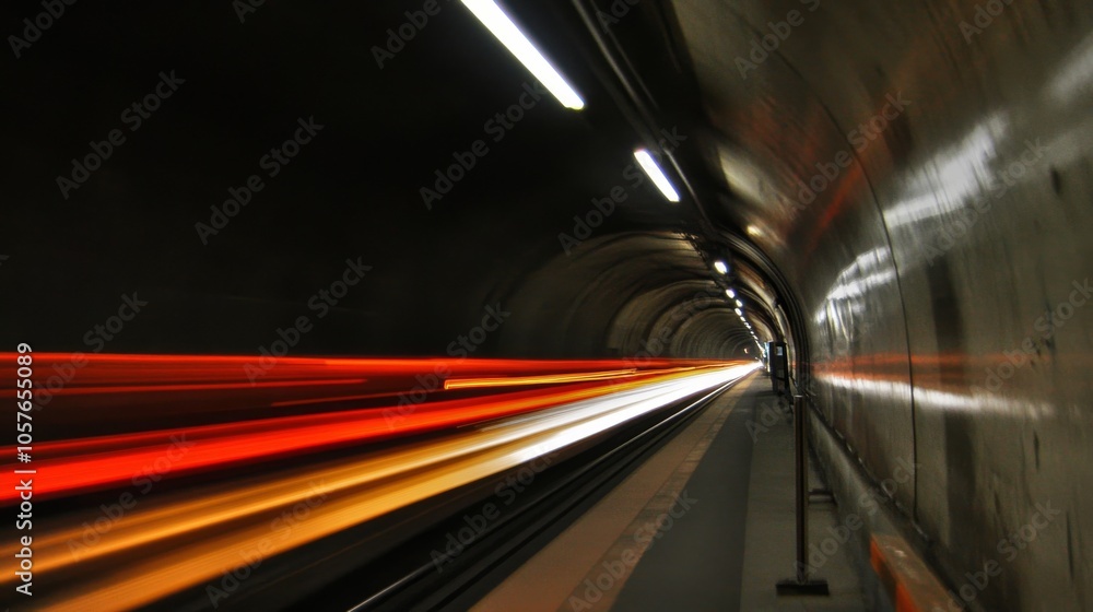 Poster dynamic view of a subway tunnel in motion