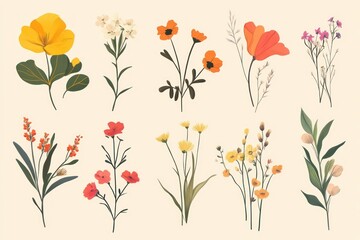 Colorful Floral Illustrations for Creative Projects