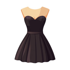 Obraz premium A classic black cocktail dress with a sweetheart neckline and a fitted bodice, displayed on a mannequin isolated on transparent background, cut out, png, perfect for fashion illustrations, website