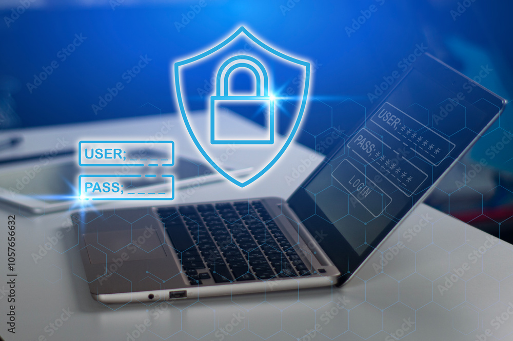 Aufkleber concepts of data protection and access auditing, cyber security