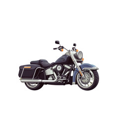 Obraz premium Classic Cruiser Motorcycle: A sleek, powerful cruiser motorcycle with a classic design isolated on transparent background, png, featuring a black leather seat, chrome accents, and a powerful engine.