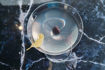 Lemon Zest Adorned Clear Cocktail