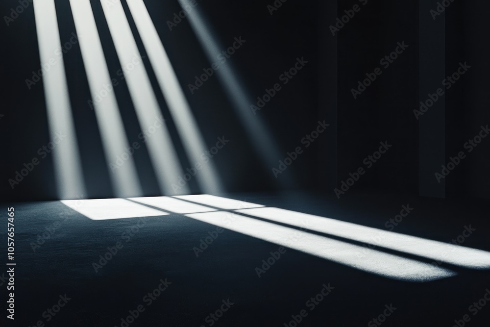 Poster light rays creating patterns in dark space