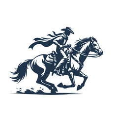 Fototapeta premium Cowboy riding a horse. Isolated vector illustration