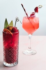 Two Red Berry Cocktails with Ice