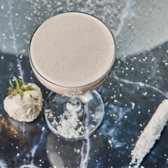 Creamy Milk Chocolate Drink with Coconut Flakes