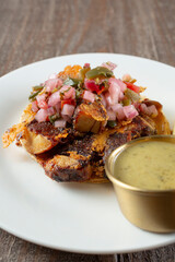 A view of a grilled chicken taco.