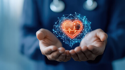 Sci-fi heart in hands