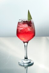 Refreshing Raspberry Cocktail with Ice Cubes