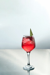 Refreshing Raspberry Cocktail with Ice Cubes