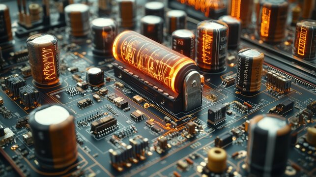 ultra complex fpc electrical board connected to many capacitors and nixie tubes extremely detailed cut sections graphs and information, many layer graphs and detailed,