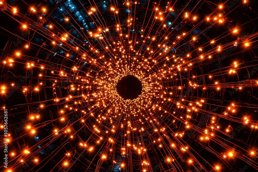Poster captivating spiral of glowing lights creating a mesmerizing visual experience
