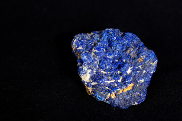 A sample of Azurite on a black background