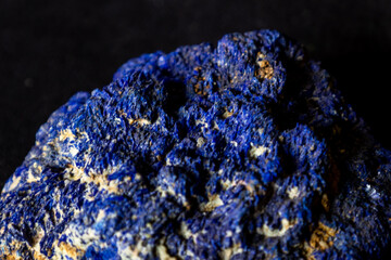 Close-up of the small tabular crystals of a sample of Azurite
