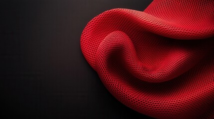 red fabric element on a black background