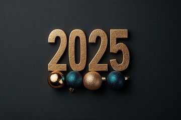 big gold text "2025" in the middle on black background
