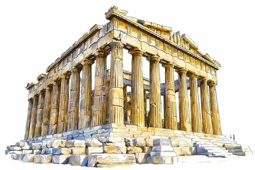 Obraz premium Isolated Ancient Greek Temple with Stone Columns