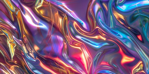 Fototapeta premium A colorful, shiny, and shiny fabric with a purple and gold hue. The fabric is made of plastic and has a shiny, reflective surface
