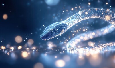 shiny abstract snake on a dark shiny background