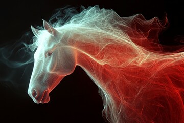 light shape horse, black background