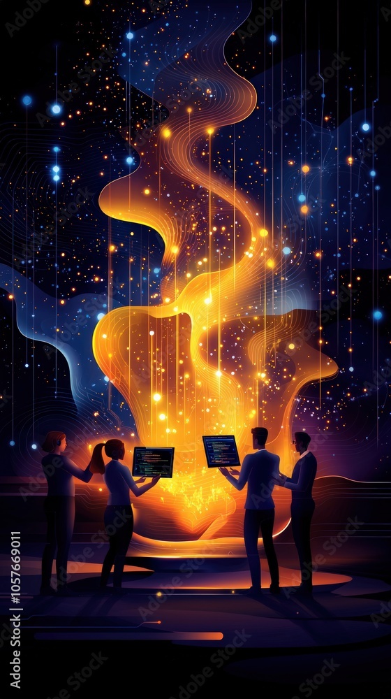 Poster exploring the intersection of technology and creativity in a digital age of innovation