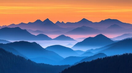 Fototapeta premium majestic mountains captured at sunrise, glowing softly in warm light, inviting awe and inspiration, creating a breathtaking landscape that emphasizes natural beauty