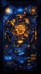 Fototapeta premium Intricate Sci-Fi Interface Design with Bright Circular Elements and Futuristic Technology Aesthetics