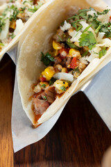 A view of a brisket taco.