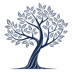 Obraz premium A detailed illustration of a stylized tree with intricate foliage, perfect for adding a touch of nature and elegance to your designs. This vector graphic is ideal for logos, branding.