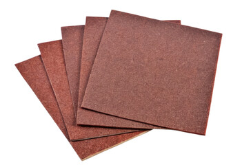 Five pieces of red sandpaper isolated with transparent background