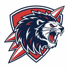 A fierce lion's head illustration with a powerful pose, perfect for adding a touch of strength and courage to your designs. This vector graphic is ideal for sports teams, motivational posters.