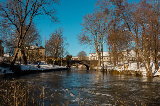 The city of Nykoping, Sweden, in winter