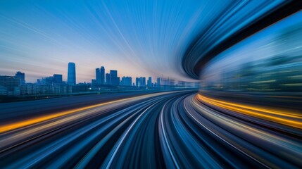 Obraz premium Dynamic Cityscape with Motion Blur at Dusk