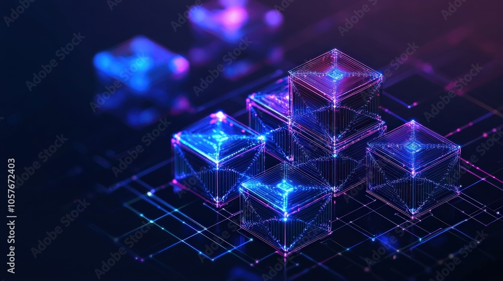 Aufkleber exploring the digital realm the intricate design of 3d geometric shapes in modern technology