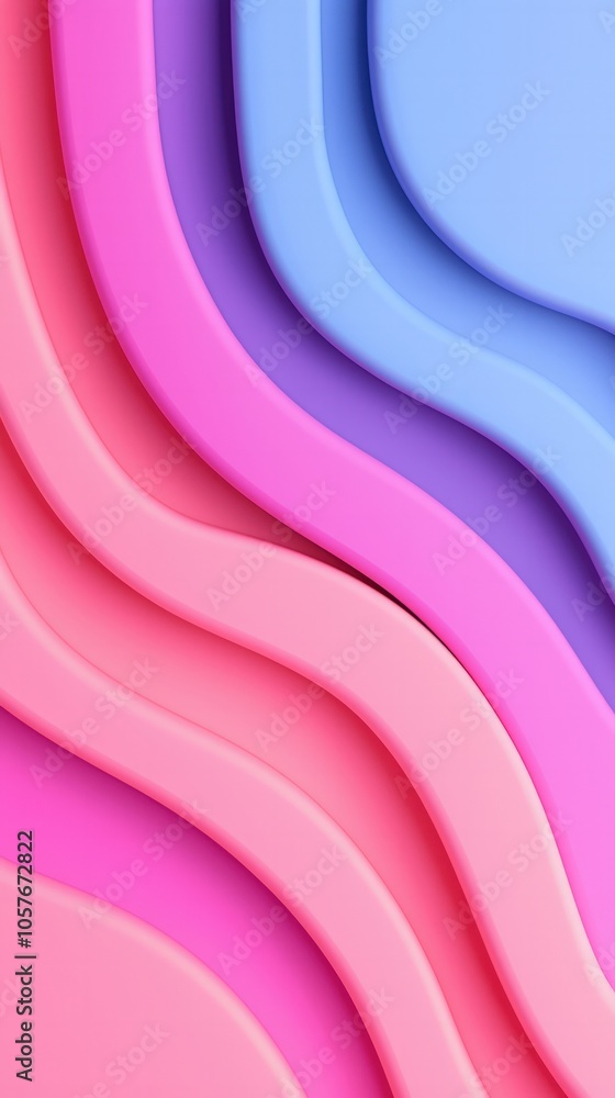 Aufkleber abstract waves in soft pink and blue tones creating a calming visual experience