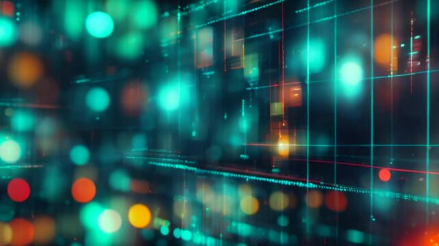 Financial data visualization animation with red and blue elements. Stock market graph and charts on digital display. Economic trends and investment analysis concept for a wallpaper of geoeconomy