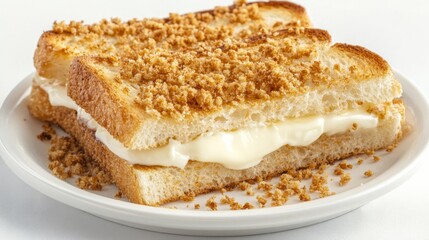 Delicious Toast with Creamy Filling and Crumbs