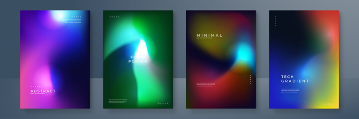 Abstract Minimalist Posters with Vivid Gradient Backgrounds