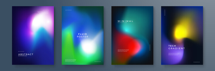 Abstract Minimalist Posters with Vivid Gradient Backgrounds