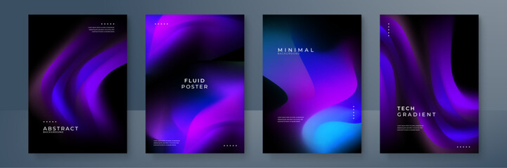 Abstract Minimalist Posters with Vivid Gradient Backgrounds