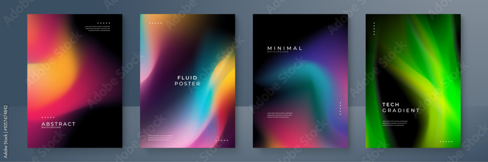 Poster Modern Abstract Fluid Gradient Backgrounds for Posters and Tech Designs. Modern abstract backgrounds featuring fluid gradients and minimal designs, perfect for tech and poster themes