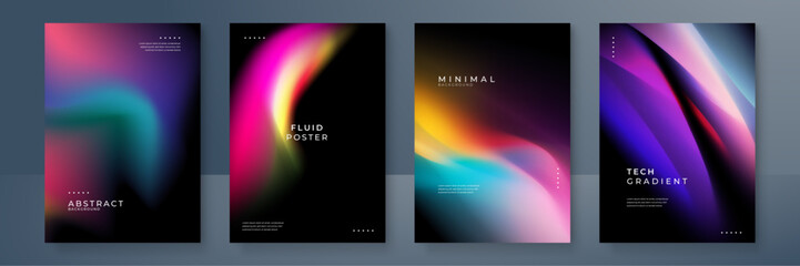 Abstract Gradient Posters With Modern Fluid Concepts Design
